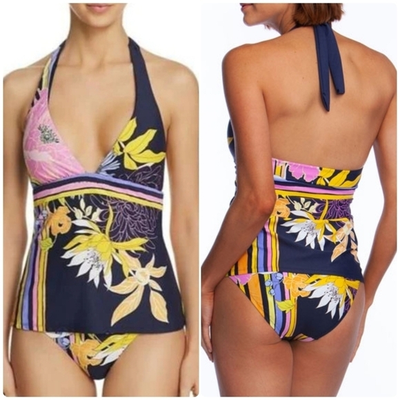 Trina Turk Bal Harbour Floral Bikini Tankini Top US 8 - Picture 2 of 10